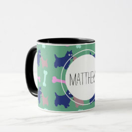 Caneca Terrier Bones Monograma Nome Combo Mug
