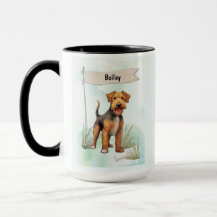 Caneca Terrier Galês Aquarela Cachorro Personalizado