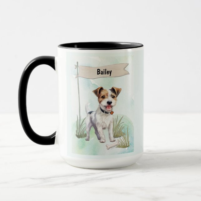 Caneca Terrier Parson Russell Aquarela Cachorro Personali (Esquerda)