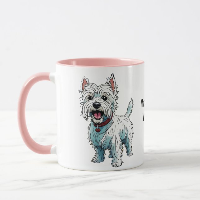Caneca Terrier, Westie. Editável (Esquerda)