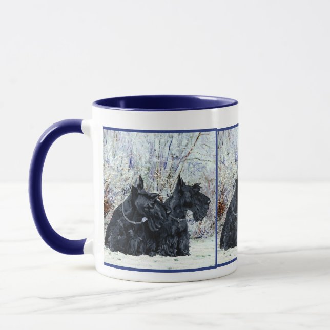 Caneca Terriers escoceses no inverno (Esquerda)