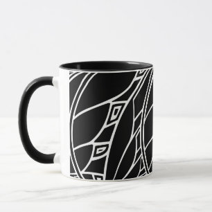Caneca Tessellations do nouveau da arte moderna preto e
