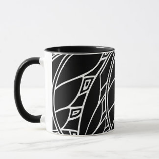 Caneca Tessellations do nouveau da arte moderna preto e