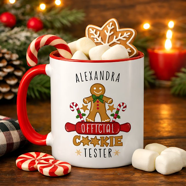 Caneca Testador Oficial de Biscoitos Nome Personalizado (Criador carregado)