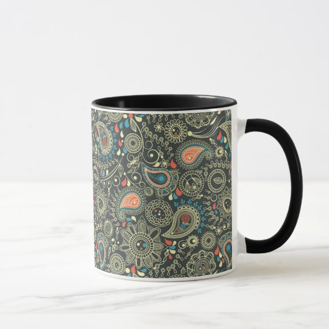 Caneca Teste padrão 3 de Paisley (Direita)