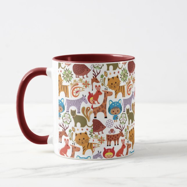 Caneca Teste padrão abstrato da criança e dos animais (Esquerda)
