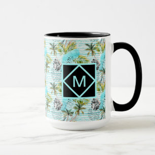 Caneca Teste padrão abstrato da palmeira da aguarela
