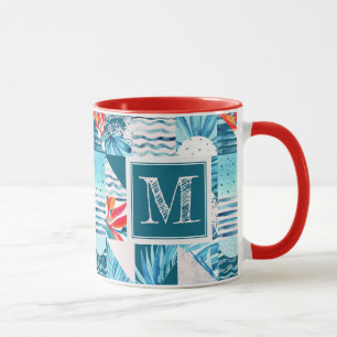 Caneca Teste padrão abstrato geométrico da cerceta