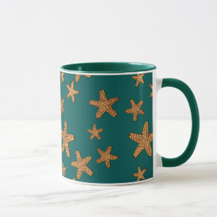 Caneca Teste padrão alaranjado da estrela do mar