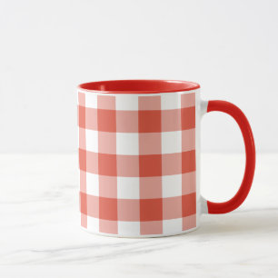 Caneca Teste padrão alaranjado e branco do guingão