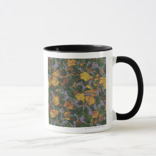 Caneca Teste padrão amarelo da camuflagem da flor