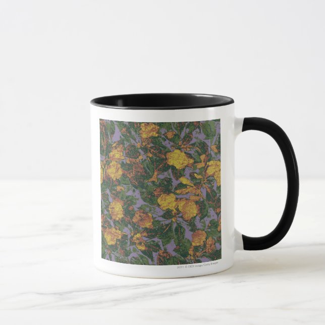 Caneca Teste padrão amarelo da camuflagem da flor (Direita)