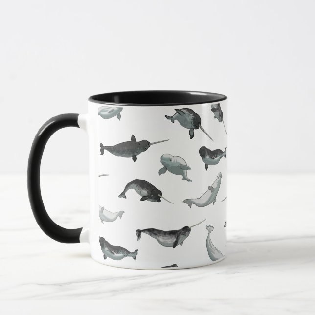 Caneca Teste padrão ártico de Narwhals e de belugas (Esquerda)