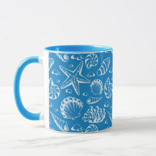 Caneca Teste padrão azul da praia