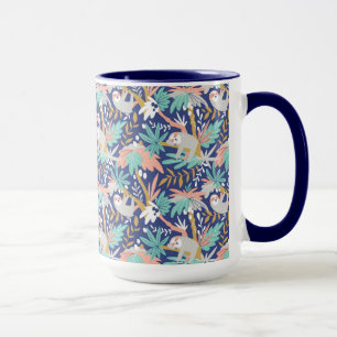 Caneca Teste padrão azul tropical da preguiça