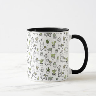 Caneca Teste padrão bonito da alpaca & do cacto