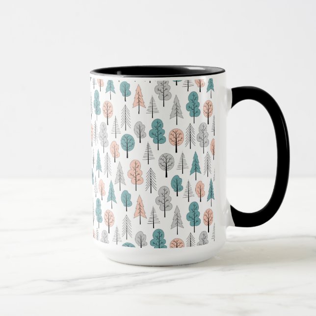 Caneca Teste padrão bonito da floresta do Doodle (Direita)