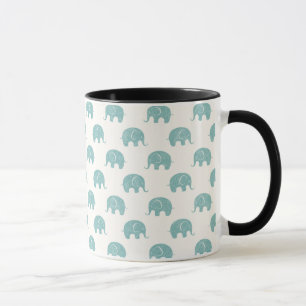 Caneca Teste padrão bonito do elefante da cerceta