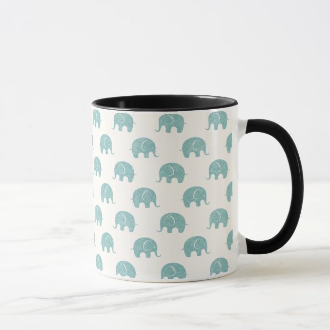 Caneca Teste padrão bonito do elefante da cerceta (Direita)