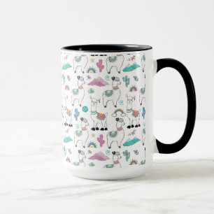 Caneca Teste padrão bonito do lama dos desenhos animados