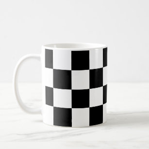 Caneca De Café Teste padrão Checkered preto & branco