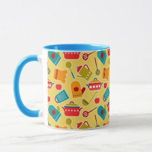 Caneca Teste padrão colorido de utensílios da cozinha