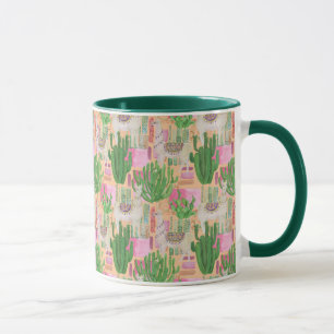 Caneca Teste padrão colorido do lama da aguarela