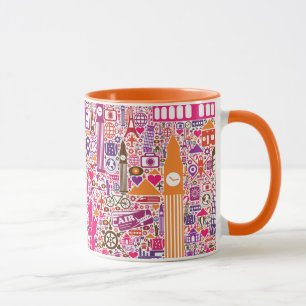 Caneca Teste padrão colorido do mundo