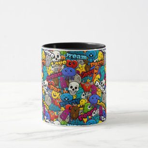 Caneca Teste padrão colorido dos caráteres dos grafites