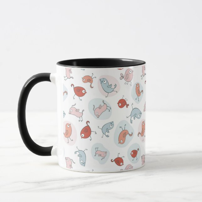 Caneca teste padrão com pássaros dos desenhos animados (Esquerda)