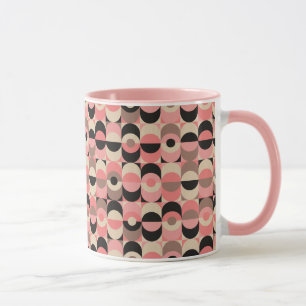 Caneca Teste padrão cor-de-rosa moderno do meio século