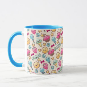 Caneca Teste padrão da criança de Kawaii com doodles