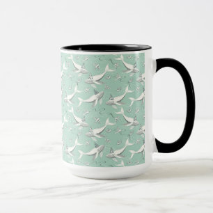 Caneca Teste padrão da festa de aniversário da baleia d