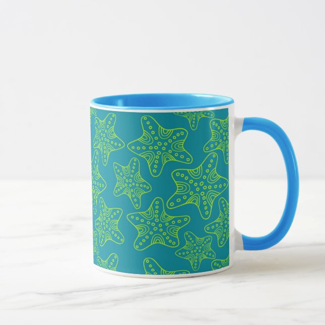 Caneca Teste padrão da multidão da estrela do mar (Direita)