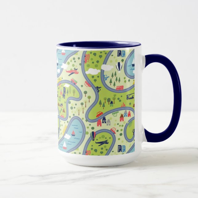 Caneca Teste padrão da paisagem de Roadtrip dos miúdos (Direita)