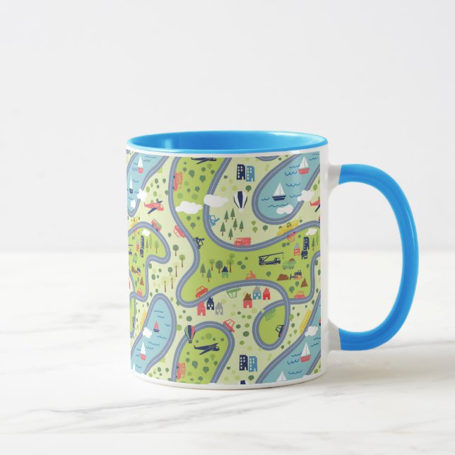 Caneca Teste padrão da paisagem de Roadtrip dos miúdos (Direita)