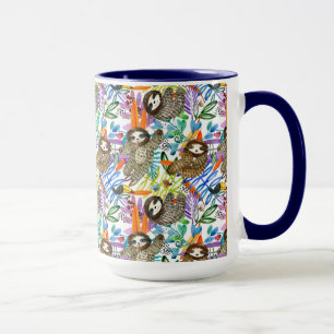 Caneca Teste padrão da preguiça da aguarela dos desenho