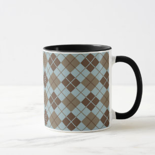 Caneca Teste padrão de Argyle no azul e no Taupe