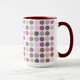 Caneca Teste padrão de bolinhas cor-de-rosa de creme