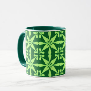 Caneca Teste padrão de estrela de Ikat - verde escuro