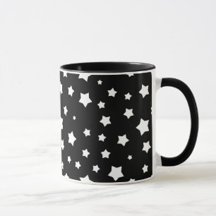 Caneca Teste padrão de estrelas preto e branco