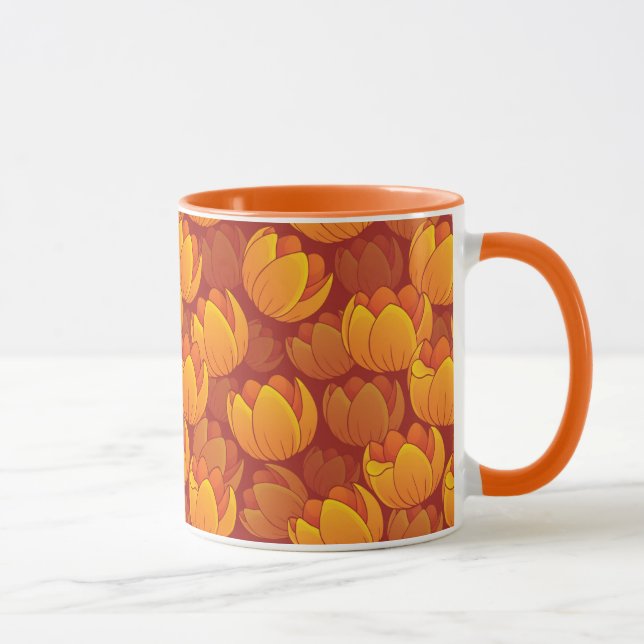 Caneca Teste padrão de flor dourado (Direita)