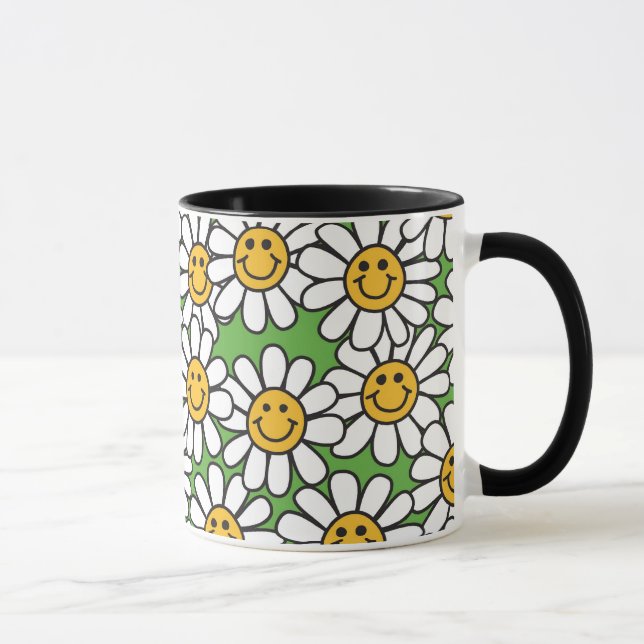 Caneca Teste padrão de flores da margarida (Direita)
