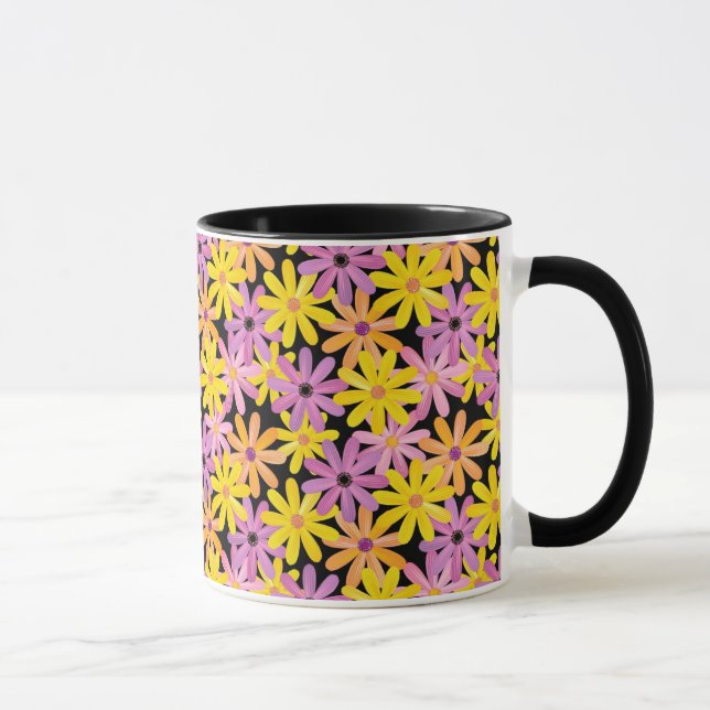 Caneca Teste padrão de flores do Gerbera, fundo (Direita)