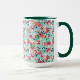 Caneca Teste padrão de flores pintado