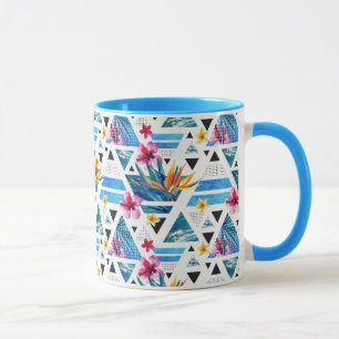 Caneca Teste padrão de flores tropical geométrico