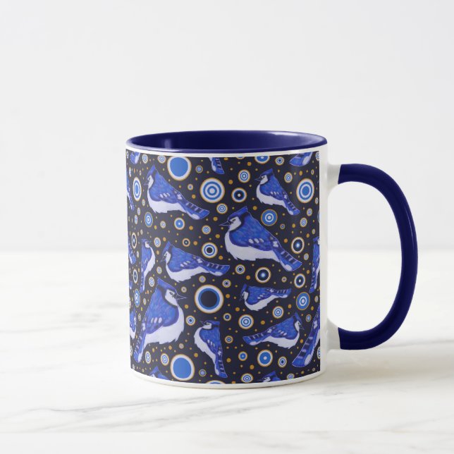 Caneca Teste padrão de Jay azul (Direita)