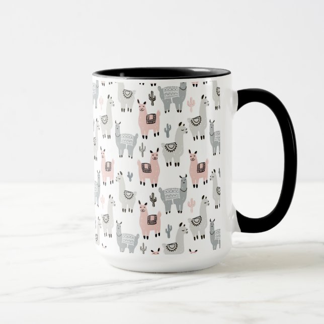 Caneca Teste padrão de sorriso dos lamas (Direita)