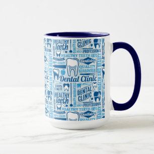 Caneca Teste padrão dental azul da clínica