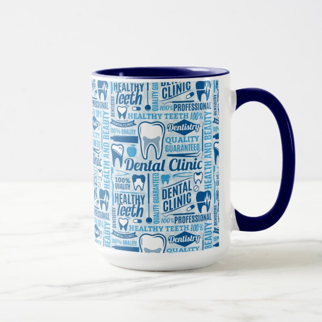 Caneca Teste padrão dental azul da clínica (Direita)